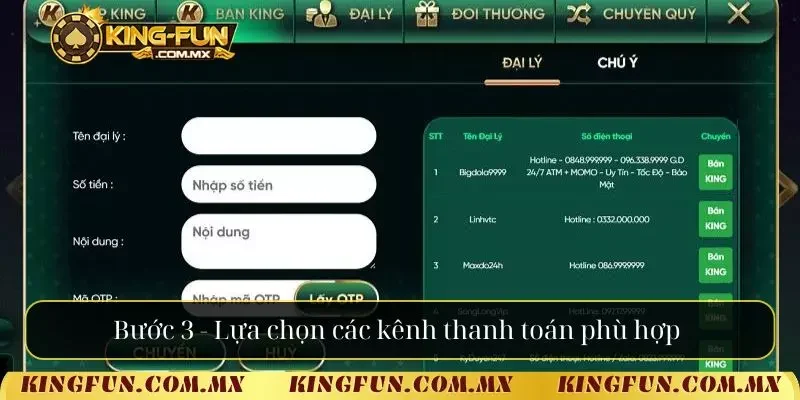 Bước 3 - Lựa chọn các kênh thanh toán phù hợp